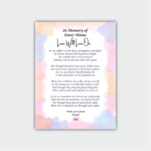 Aluminium Framed Print - In memory of - Funeral Poetry