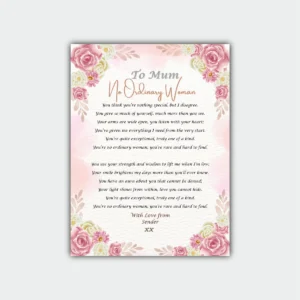 Aluminum Print GIft - No Ordinary Woman - Mum